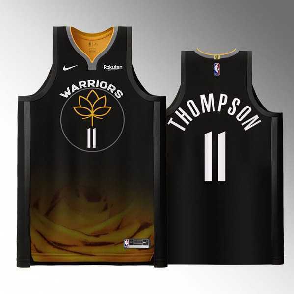 Mens Golden State Warriors #11 Klay Thompson Black 2022-23 City edition Stitched Basketball Jersey